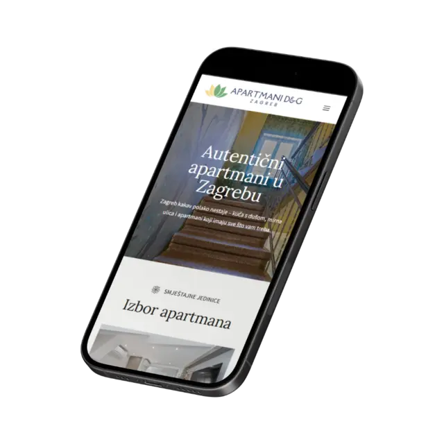 Apartmani D&G, prikaz web stranice na mobitelu
