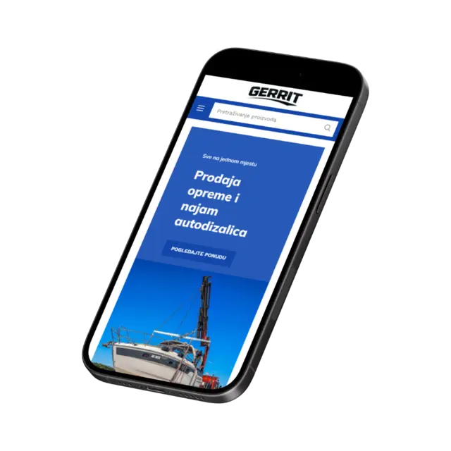 Gerrit dizalice, prikaz web stranice na mobitelu