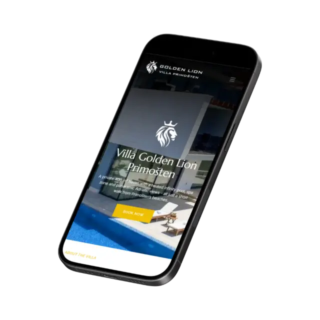 Golden Lion Primošten, prikaz web stranice na mobitelu