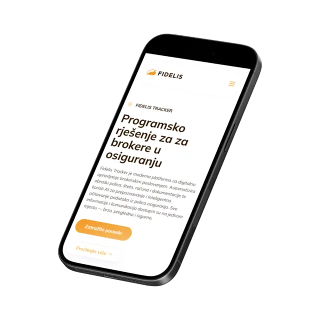 Fidelis Tracker, prikaz web stranice na mobitelu