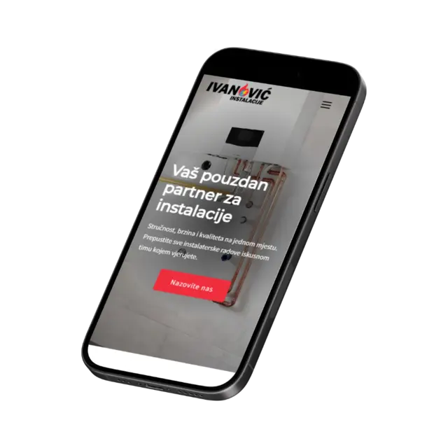 Ivanović Instalacije, prikaz web stranice na mobitelu