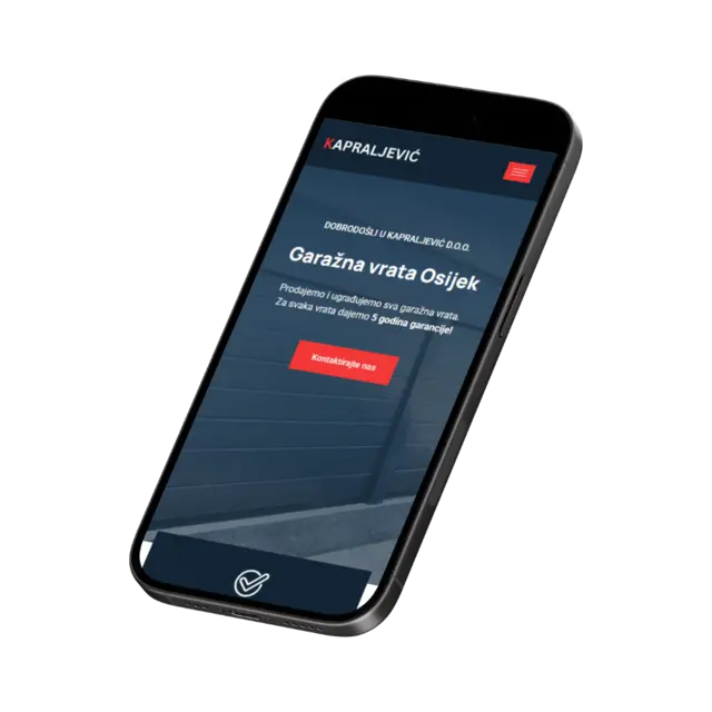 Kapraljević d.o.o., prikaz web stranice na mobitelu