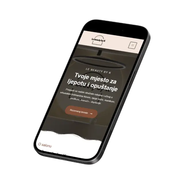 LeBeautyByK, prikaz web stranice na mobitelu