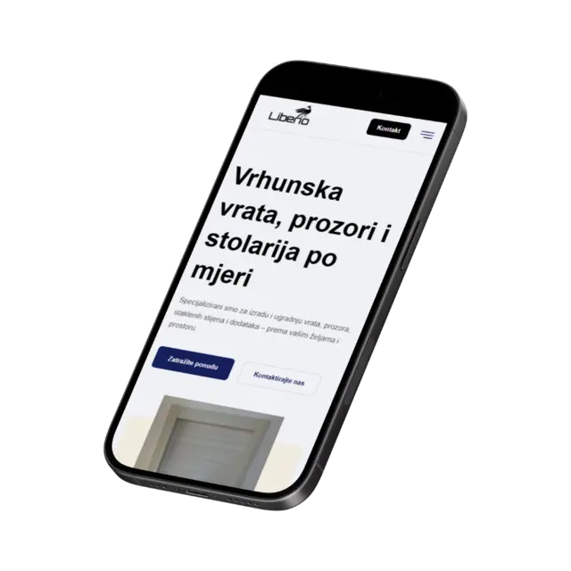 Liberio Stolarija, prikaz web stranice na mobitelu