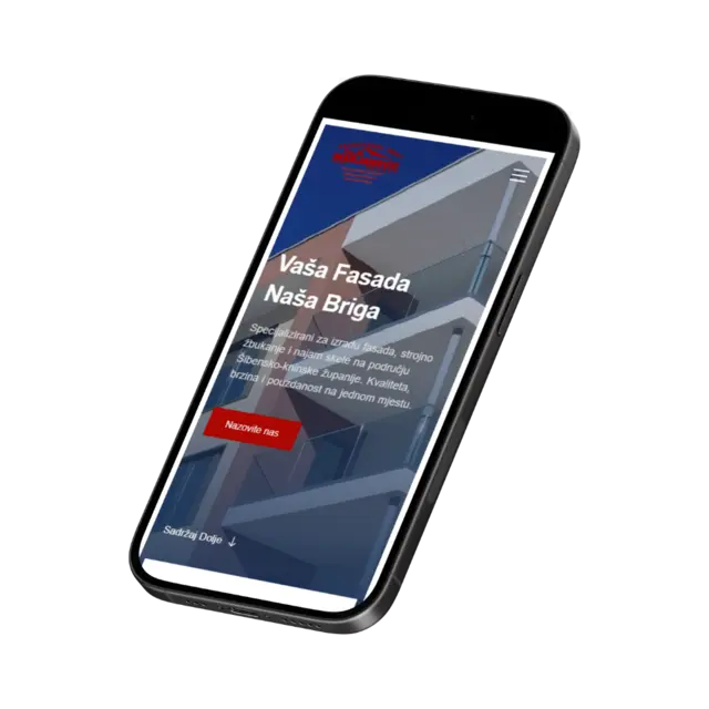 Marjanović Fasade, prikaz web stranice na mobitelu