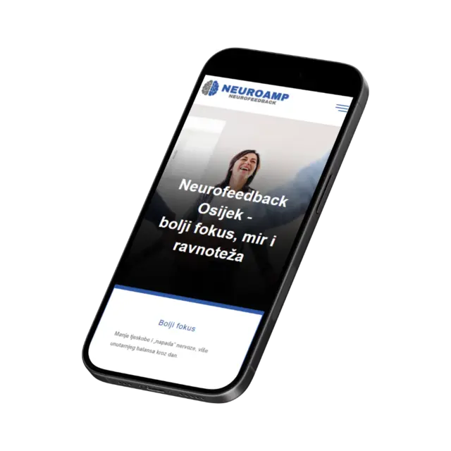 NeuroAmp Centar, prikaz web stranice na mobitelu