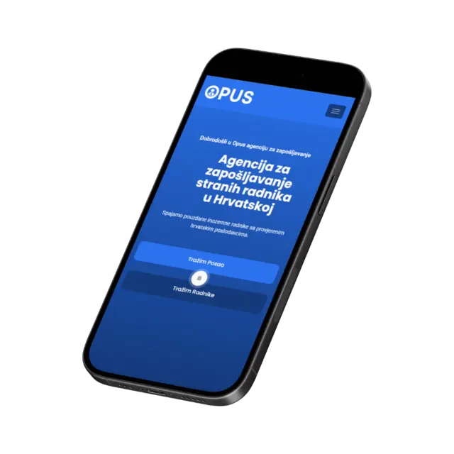 Opus agencija, prikaz web stranice na mobitelu