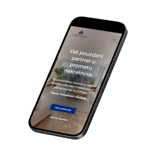 Planinić i partneri, prikaz web stranice na mobitelu