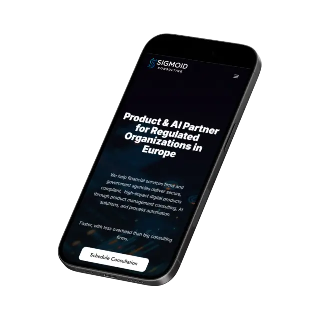 Sigmoid Consulting, prikaz web stranice na mobitelu
