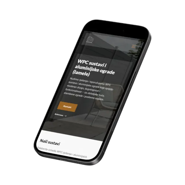 Wood Composite Solutions, prikaz web stranice na mobitelu